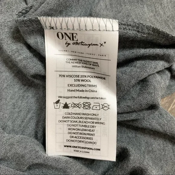 One Teaspoon Soho Wool Blend Long Sleeves Dress Grey Marle Size XXS - Picture 9 of 10